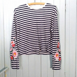 𝅺cropped embroidered stripe shirt